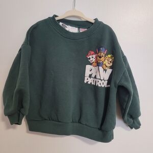 🧸2/20 Zara Kids 6T Green Paw Patrol Sweatshirt Graphic Print Sweater